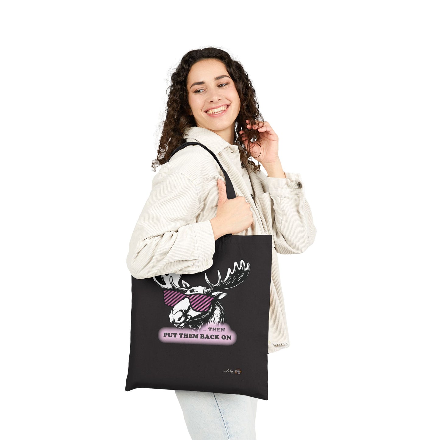 Quirky Quotes Tote Bag, "rose tinted glasses on/off"