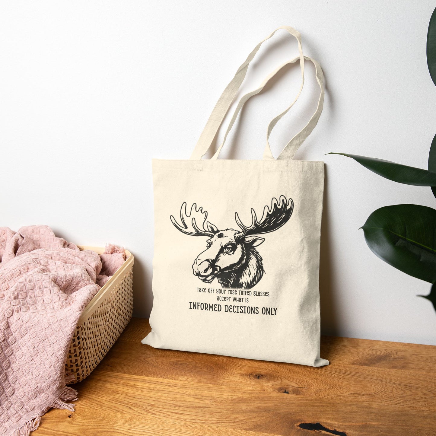 Quirky Quotes Tote Bag, "rose tinted glasses on/off"