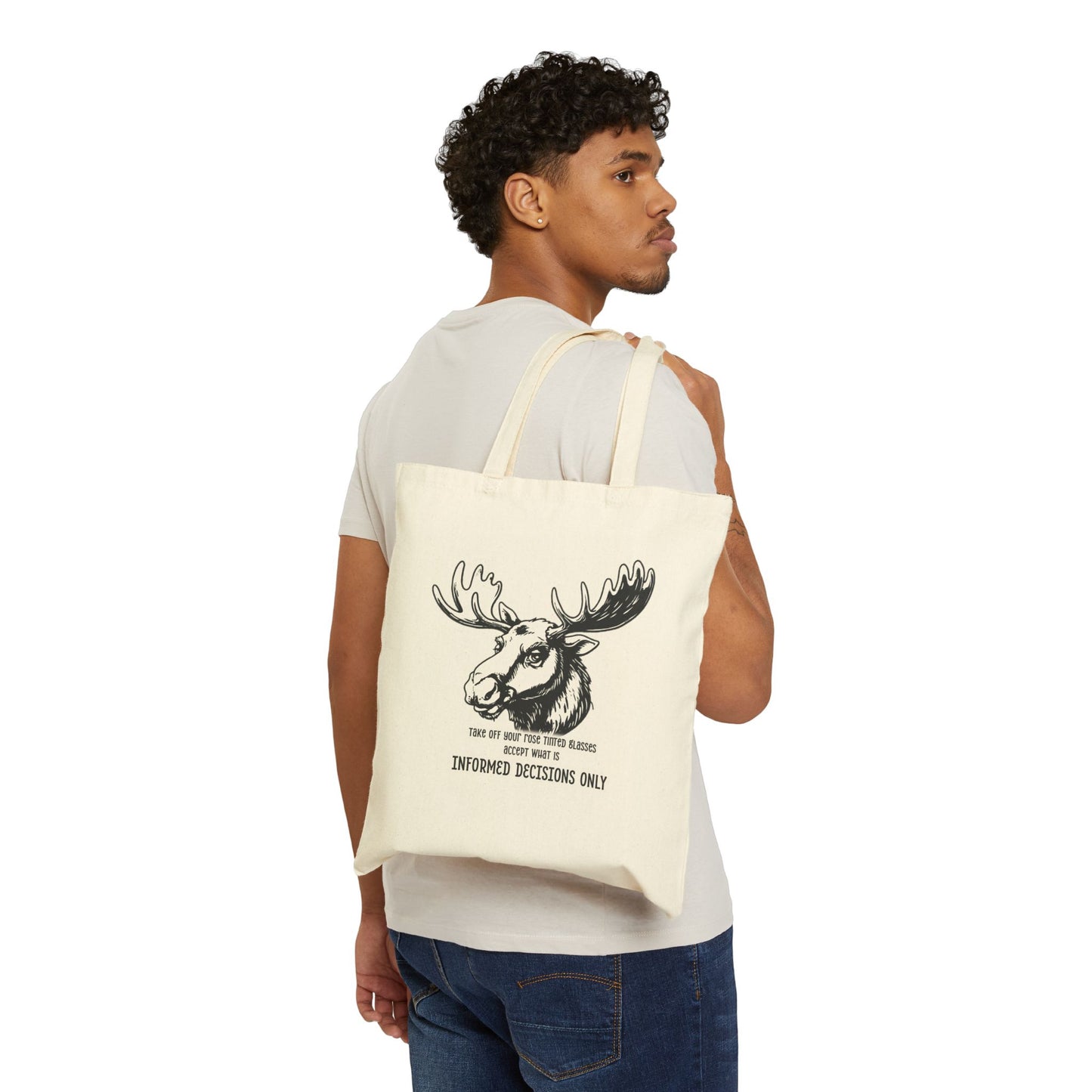 Quirky Quotes Tote Bag, "rose tinted glasses on/off"