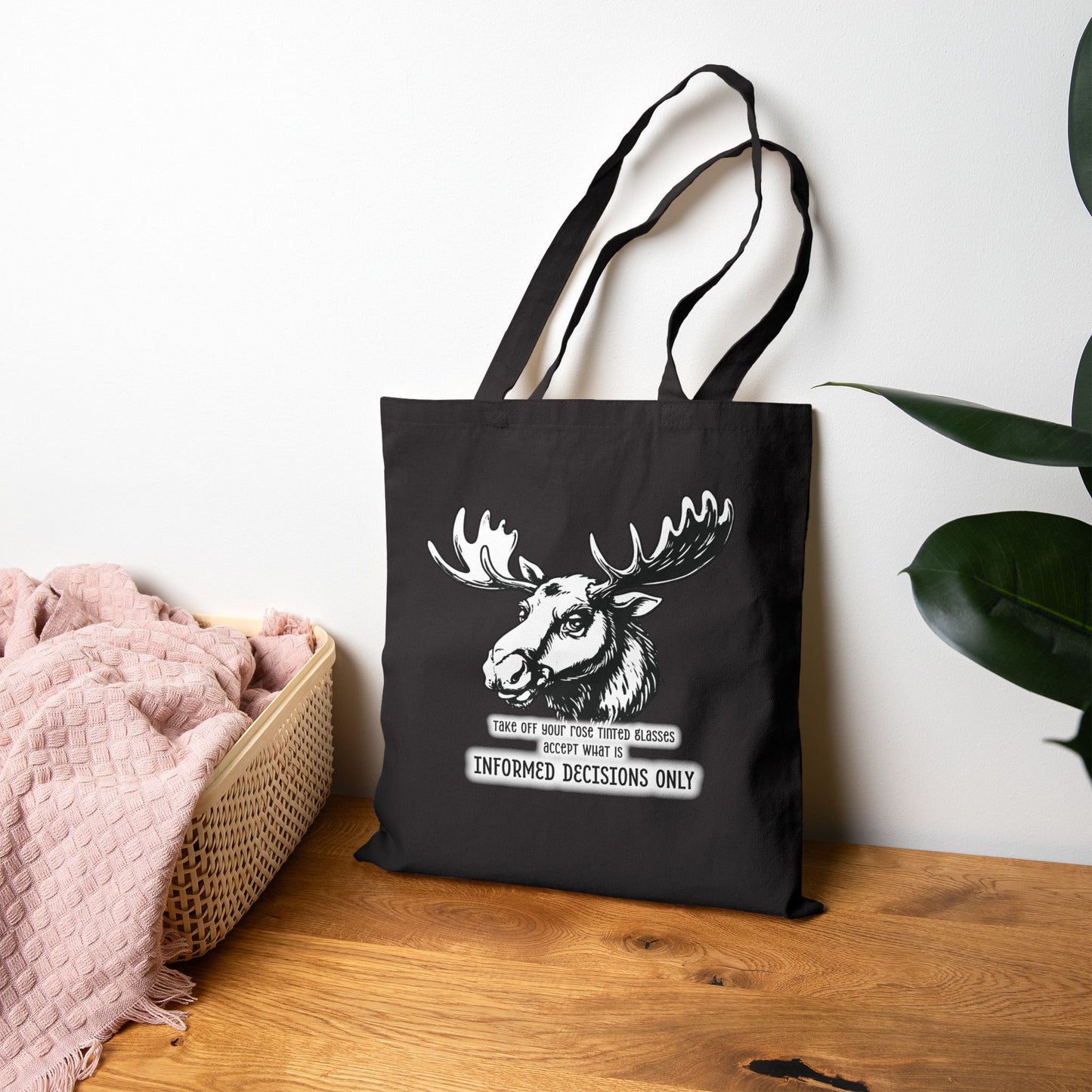 Quirky Quotes Tote Bag, "rose tinted glasses on/off"