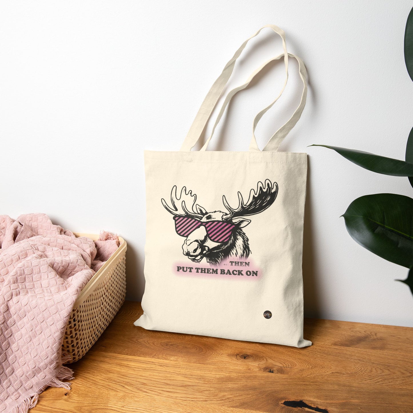 Quirky Quotes Tote Bag, "rose tinted glasses on/off"
