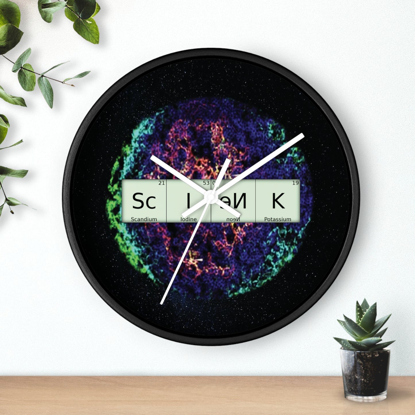 SCIENK Wall Clock with wood frame