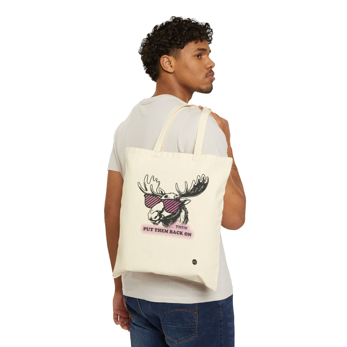Quirky Quotes Tote Bag, "rose tinted glasses on/off"