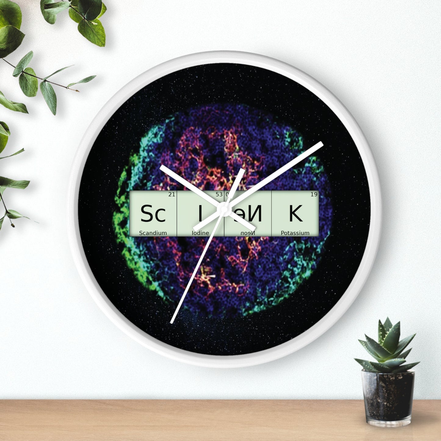SCIENK Wall Clock with wood frame