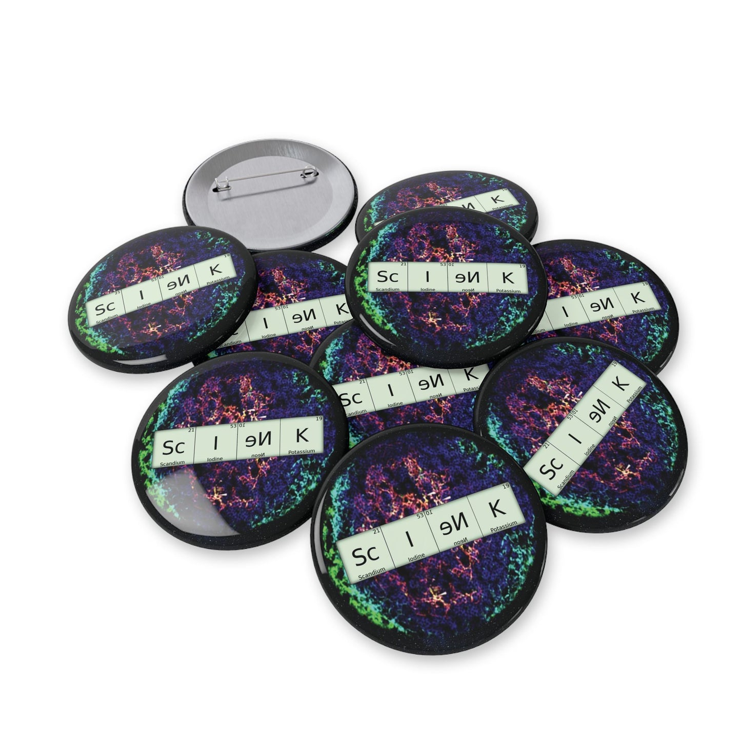 Science-themed Round Pins (1-2¼")
