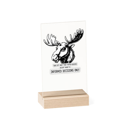 Quirky Quotes on Wooden Stand: "rose tinted glasses OFF"