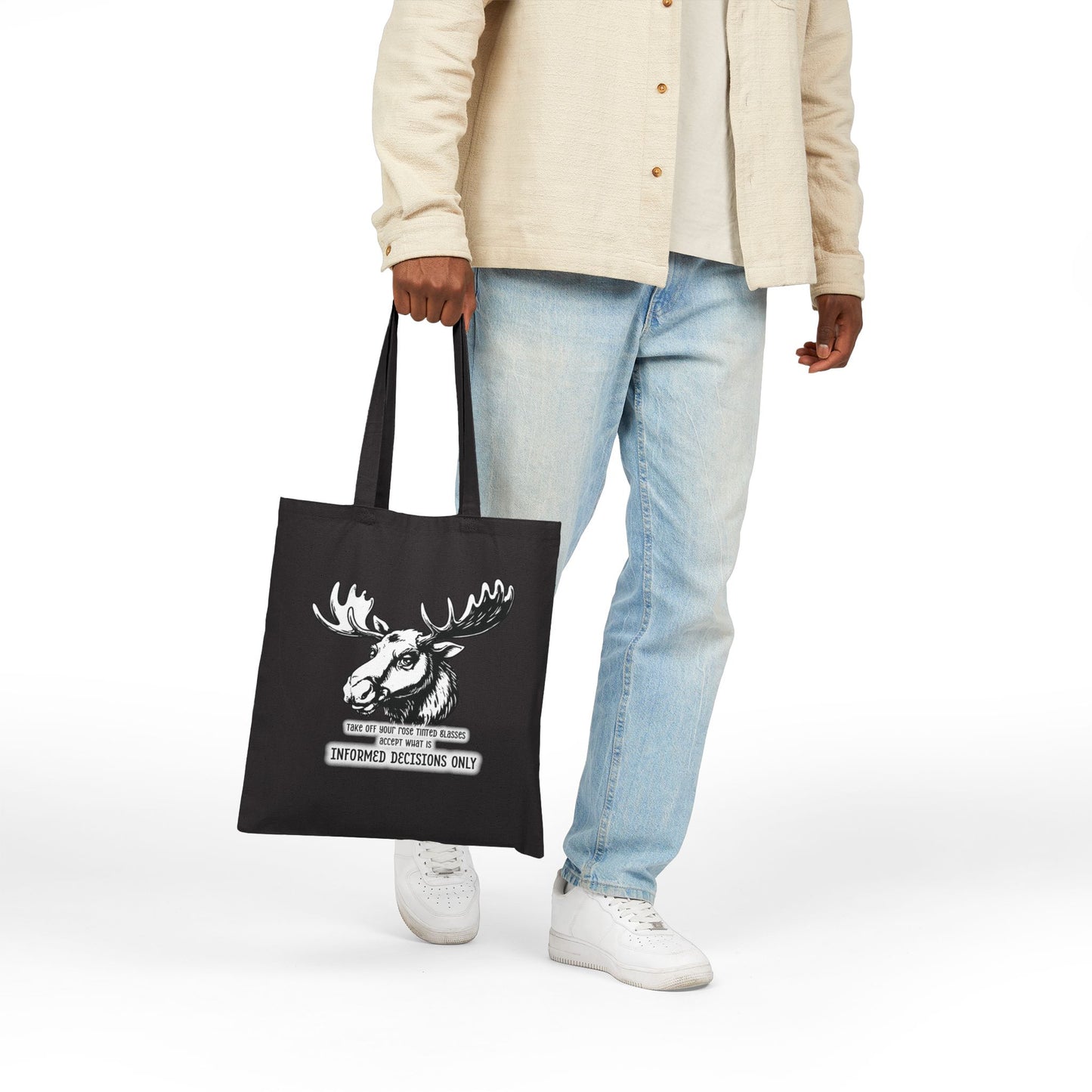 Quirky Quotes Tote Bag, "rose tinted glasses on/off"