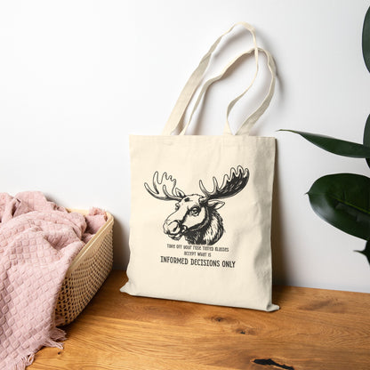 Quirky Quotes Tote Bag, "rose tinted glasses on/off"