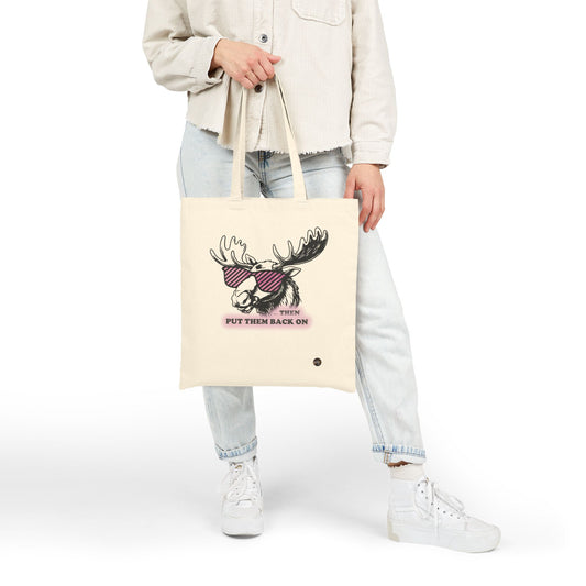 Quirky Quotes Tote Bag, "rose tinted glasses on/off"