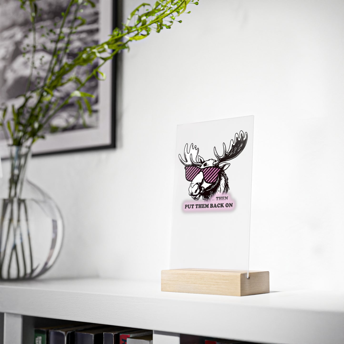 Quirky Quotes on Wooden Stand: "rose tinted glasses ON"