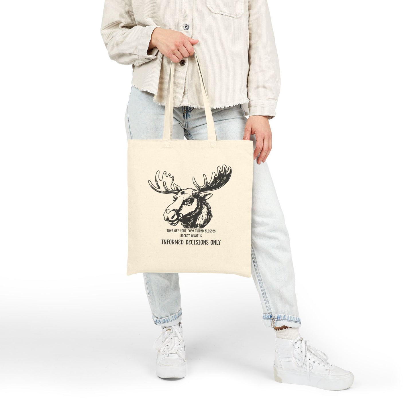 Quirky Quotes Tote Bag, "rose tinted glasses on/off"
