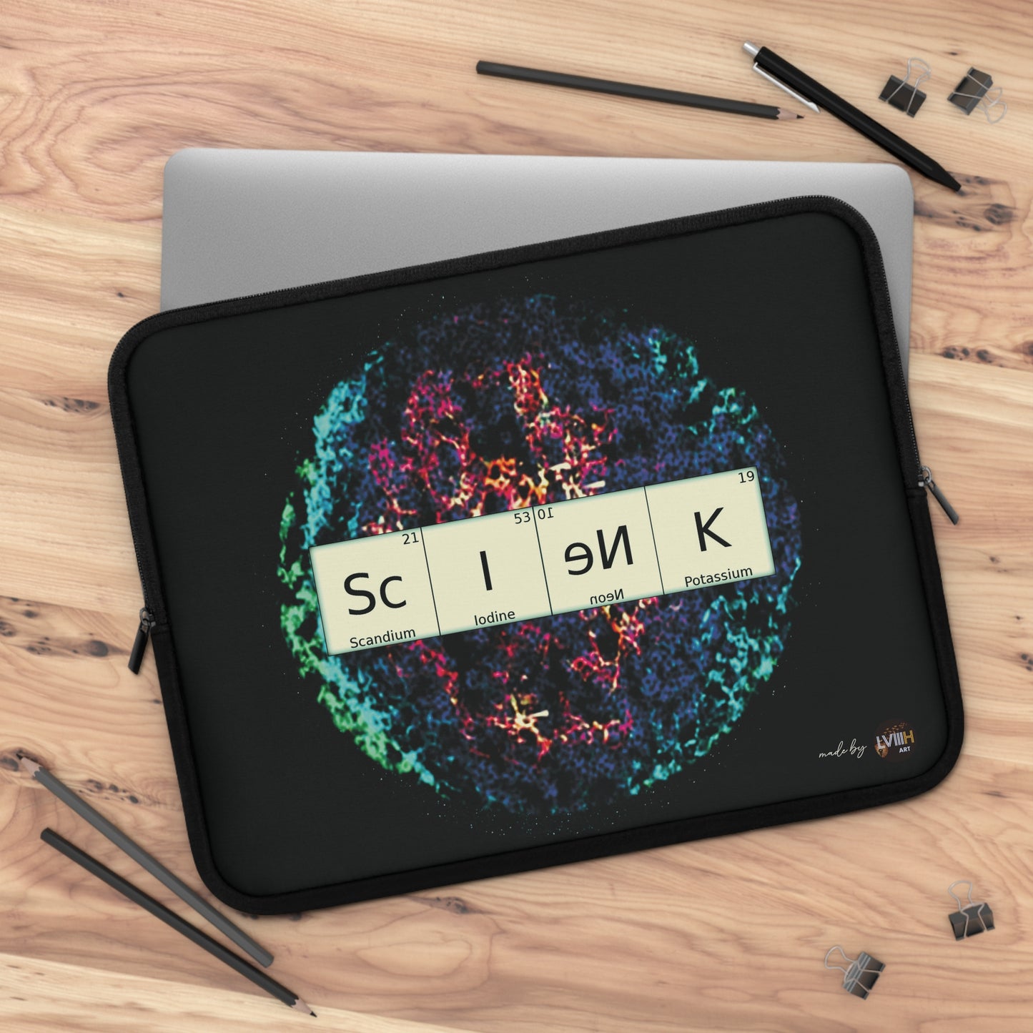 Laptop Sleeve with science theme (7-17")