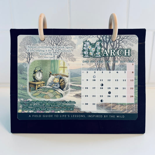 2026 desktop calendar "creature comforts": Eco-chic Faux leather (18x11x24cm)