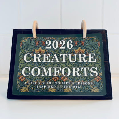 2026 desktop calendar "creature comforts": Shou sugi ban Block (17x6x24cm)