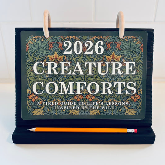 2026 desktop calendar "creature comforts": Shou sugi ban Luxe (18x10x24cm)